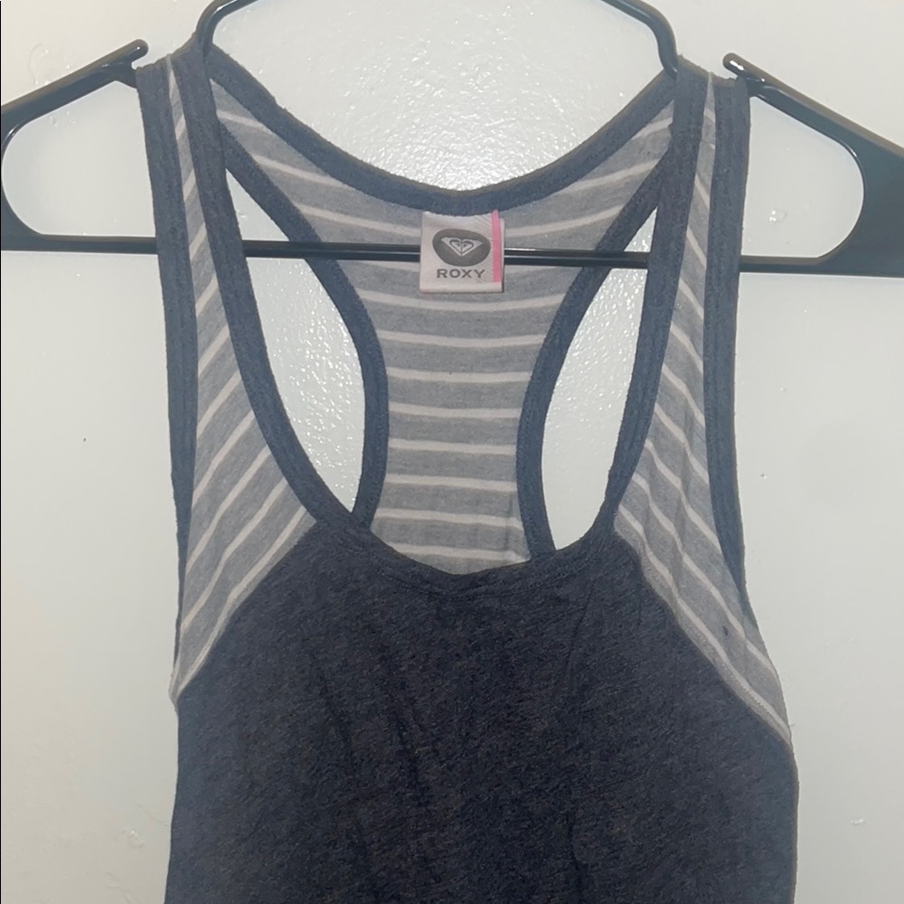 Roxy Gray and Blue Striped Tank Top